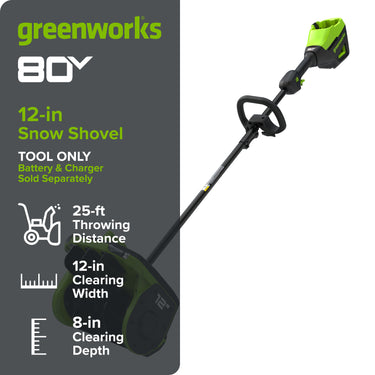 80V 12" Cordless Battery LED Snow Shovel w/ Directional Vanes (Tool Only)