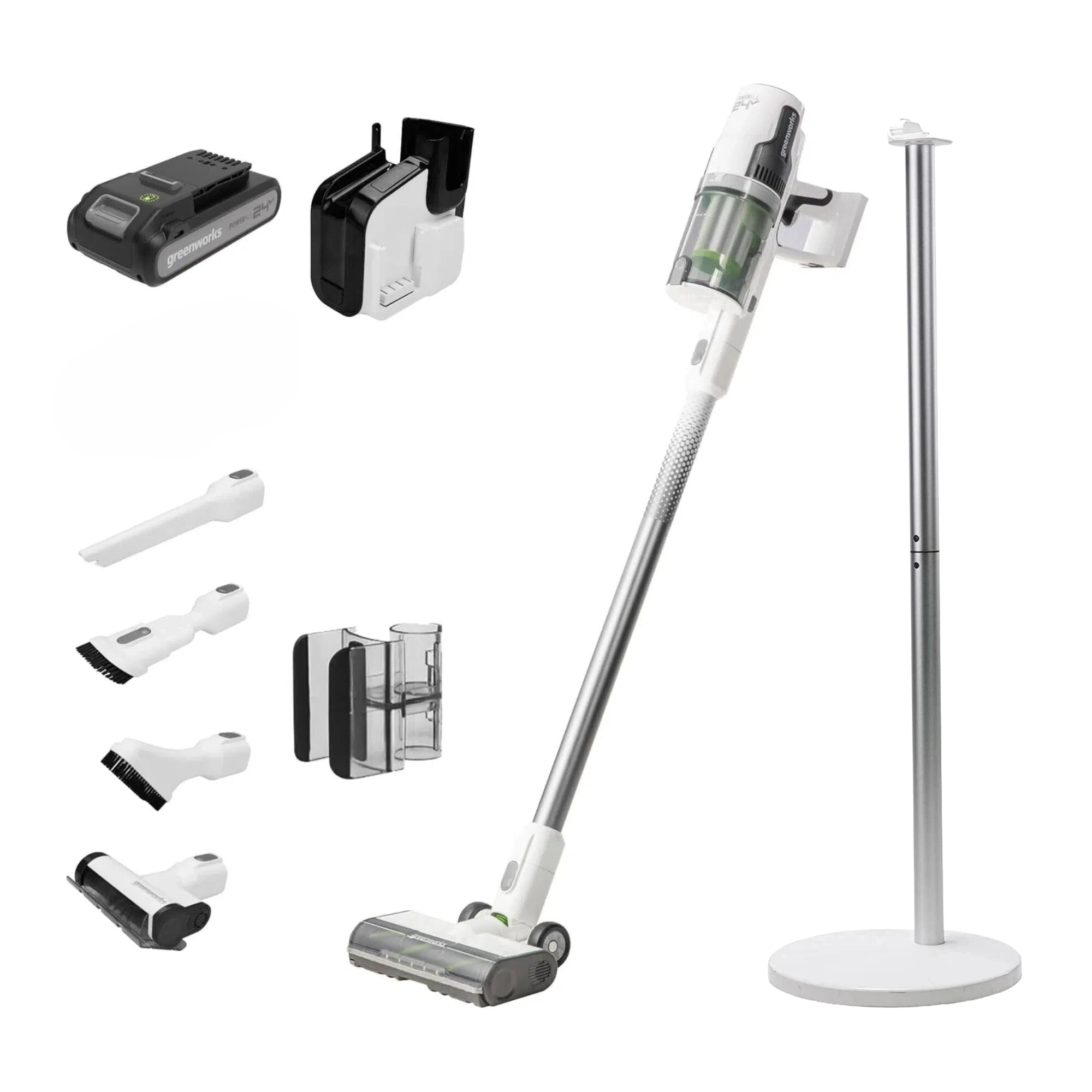 24V Cordless Battery Stick Vacuum & Stand : 4.0 Ah USB-C Battery and Charger