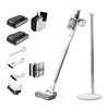 24V Cordless Battery White Stick Vacuum 3-in-1 Bundle: (2) 4.0 Ah USB Batteries and Charging Stand