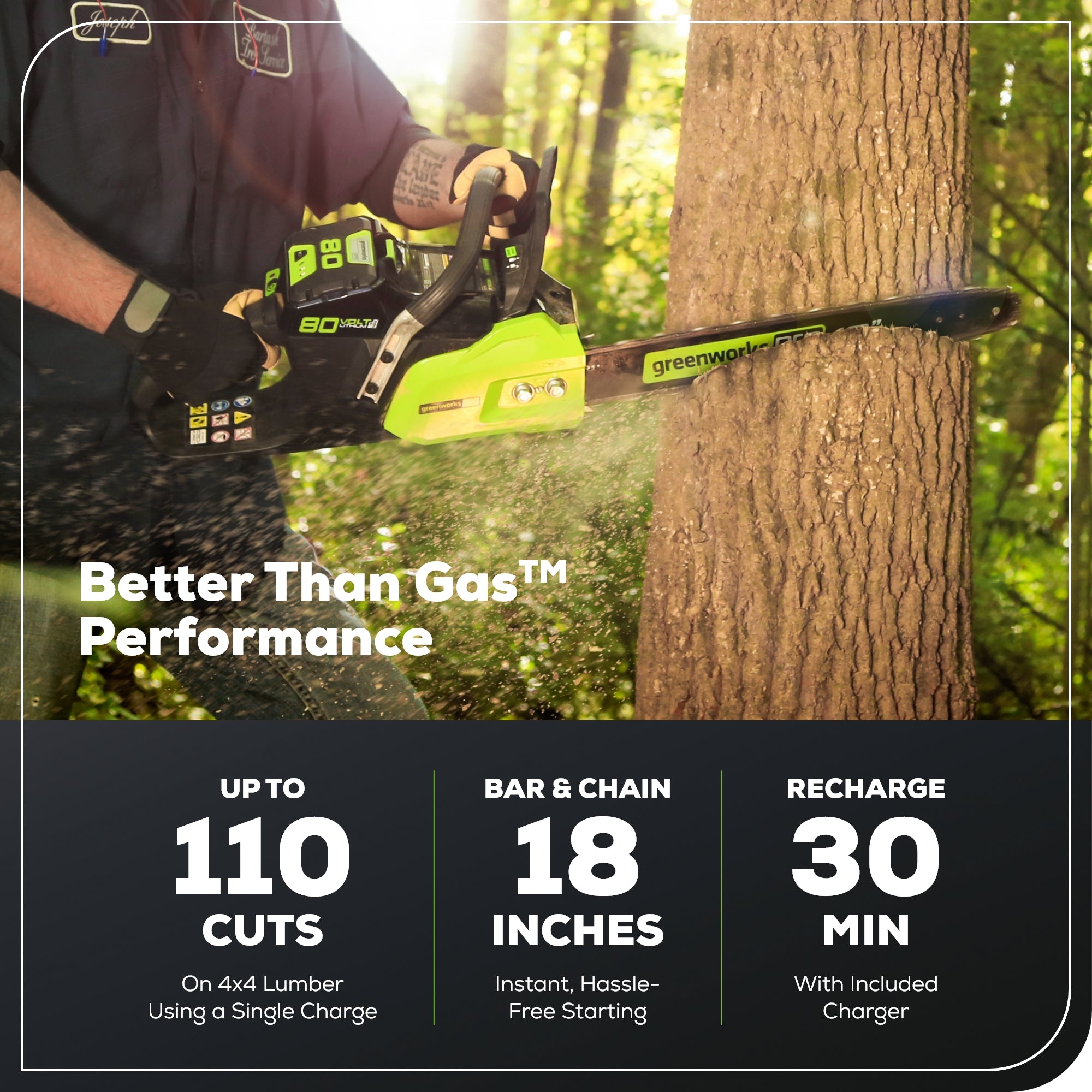 80V 18" Cordless Battery Chainsaw w/ 2.0Ah Battery & Charger