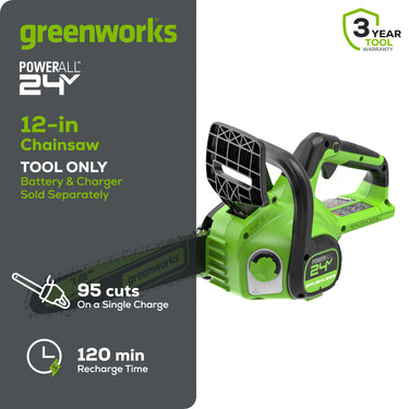24V 12" Cordless Battery Chainsaw (Tool Only)
