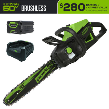 60V 18" Cordless Battery 2.0kW Chainsaw w/ 4.0 Ah Battery & Charger