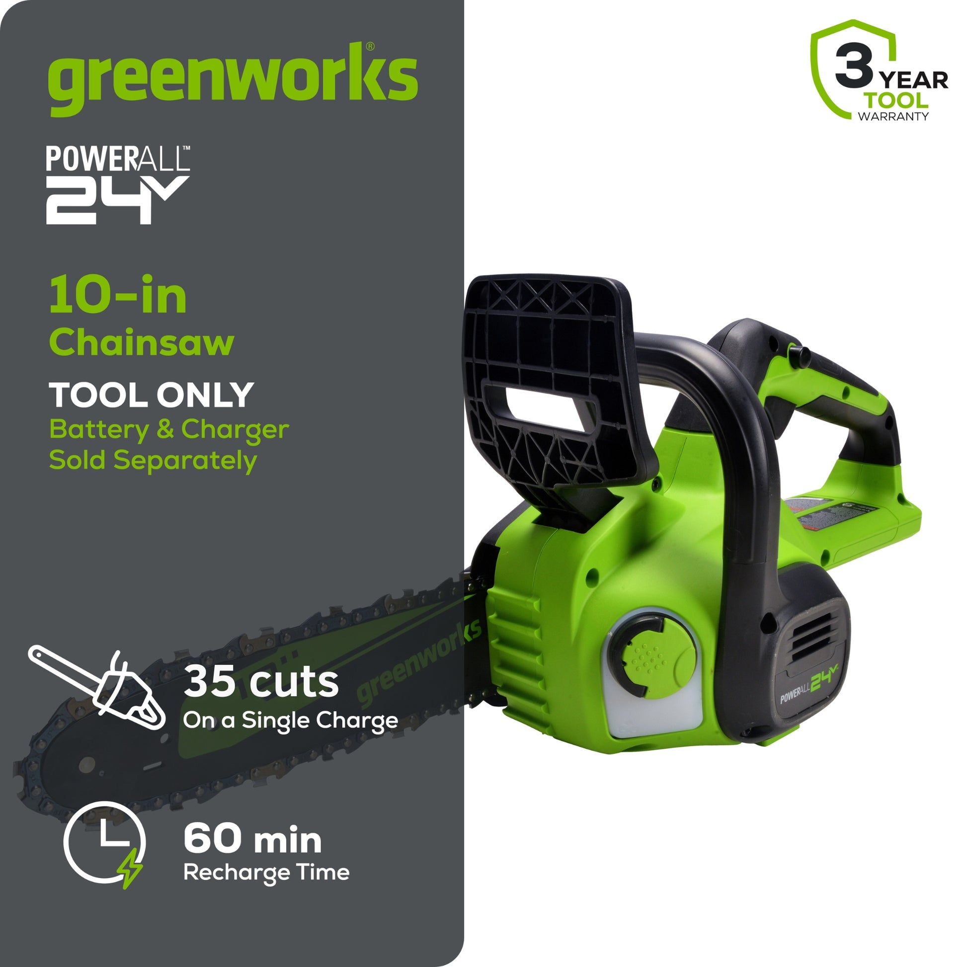 24V 10" Cordless Battery Chainsaw (Tool Only)