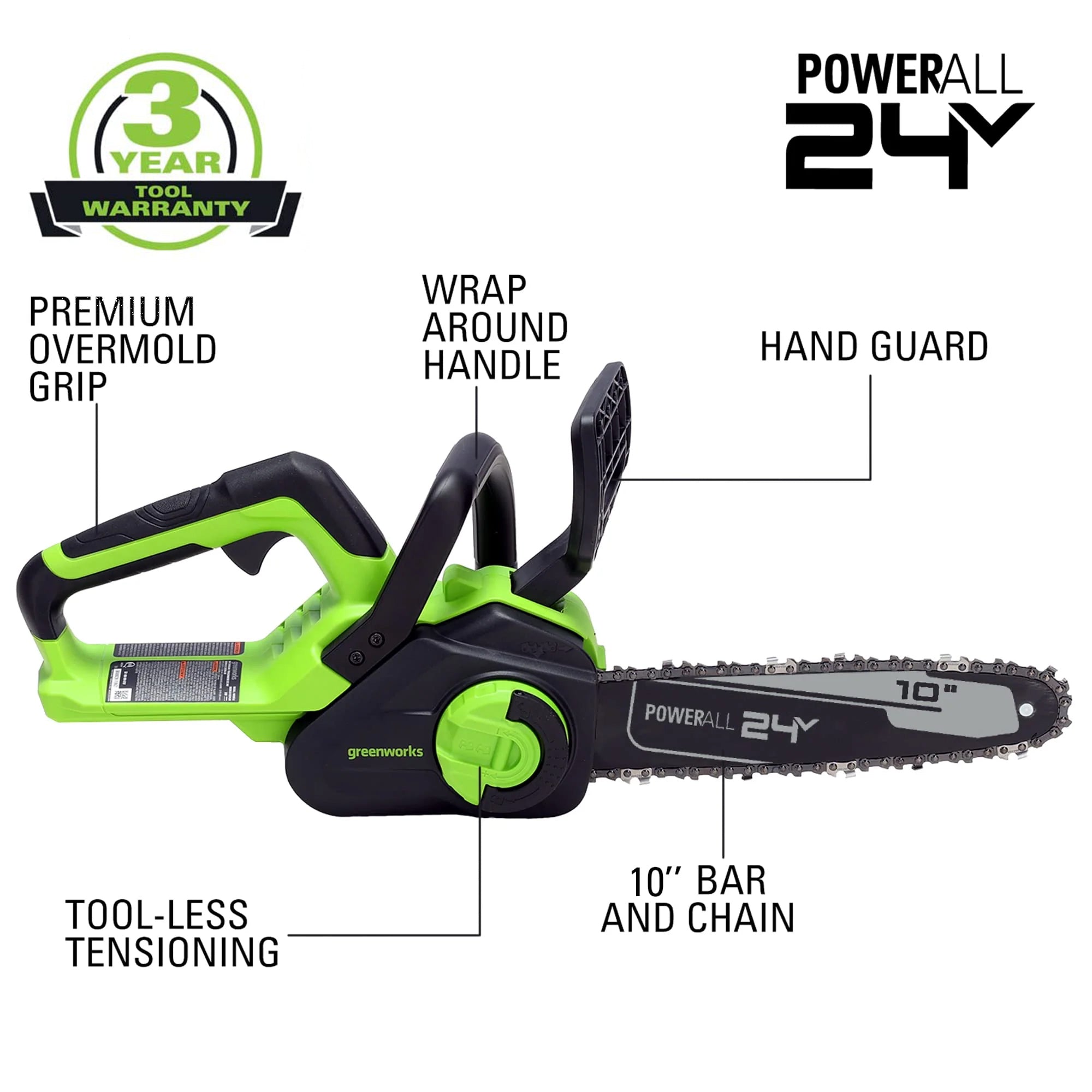 24V 10" Cordless Battery Chainsaw (Tool Only)
