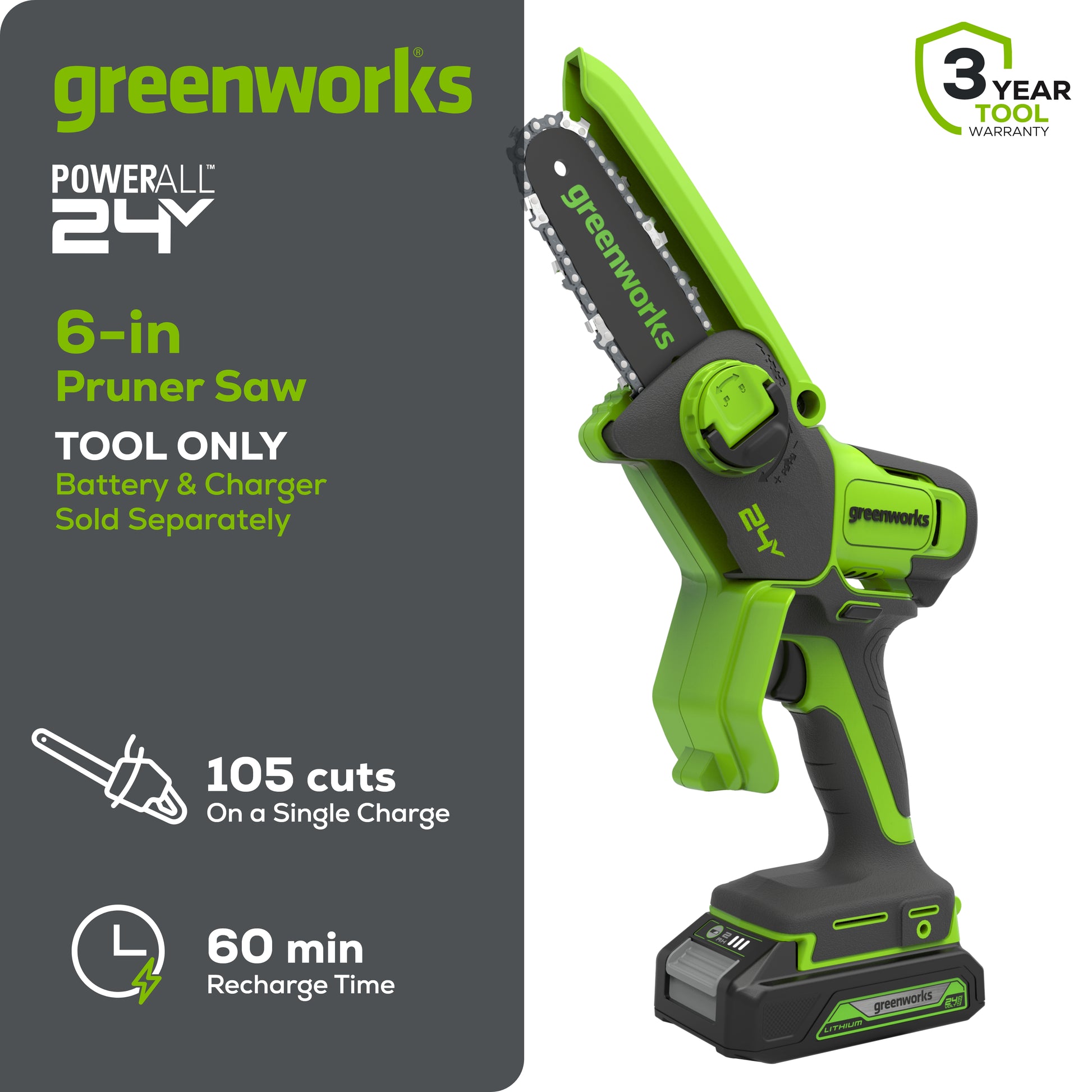 24V 6” Cordless Battery Brushless Pruner Saw (Tool Only)