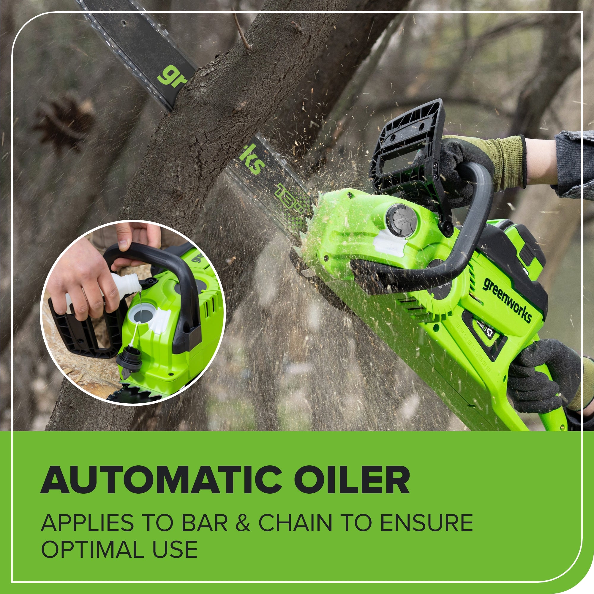 40V 18" Cordless Battery 2.0kW Chainsaw w/ 5.0Ah Battery and 5A Charger