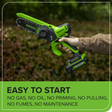 24V 6” Gen 2 Cordless Battery Brushless Pruner Saw w/ 2.0Ah Battery & 2A Charger