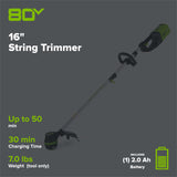 80V Cordless 16" Brushless String Trimmer( .08 line) w/ 2.0Ah Battery & Charger