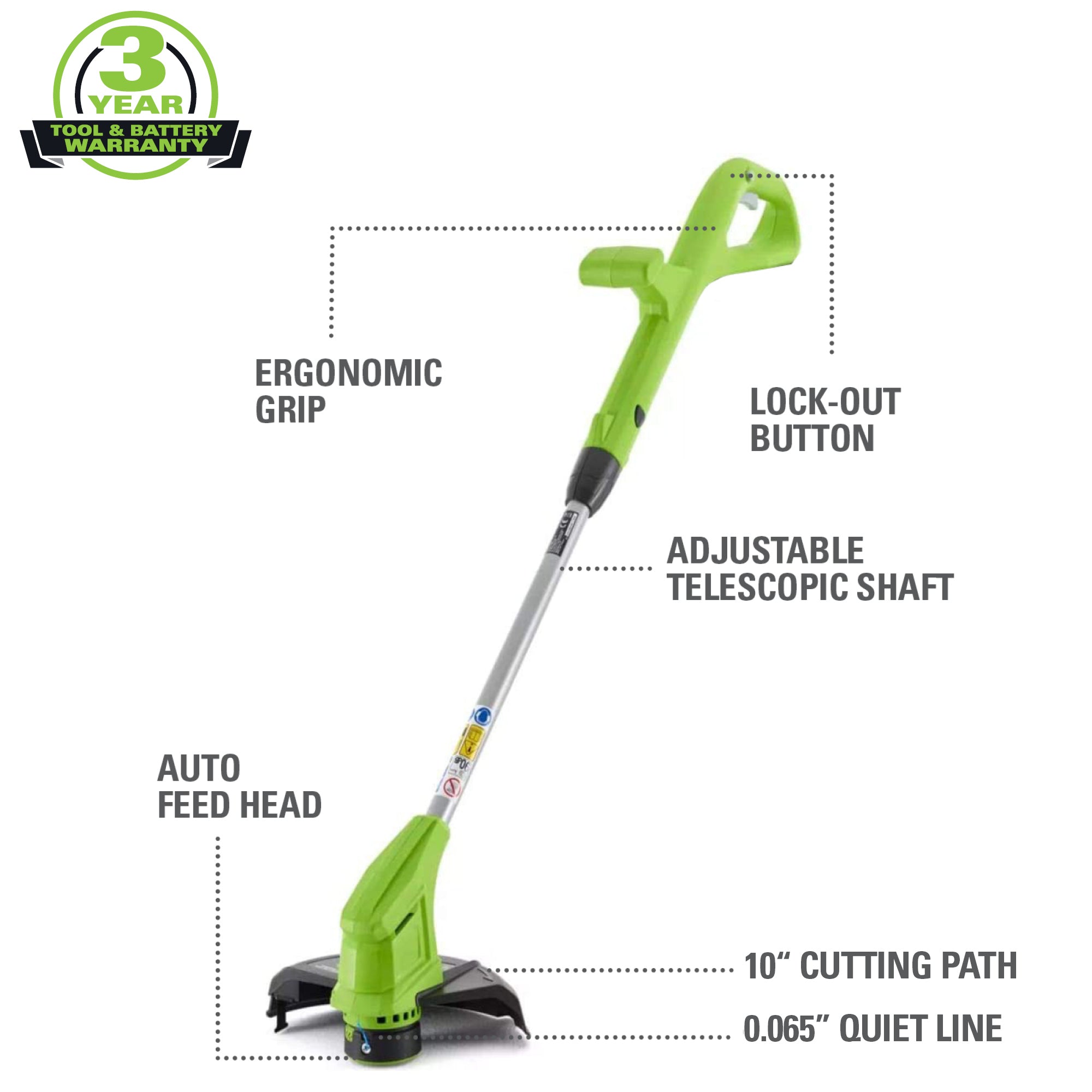 24V 10" Cordless Battery String Trimmer w/ 2.0Ah Battery & Charger