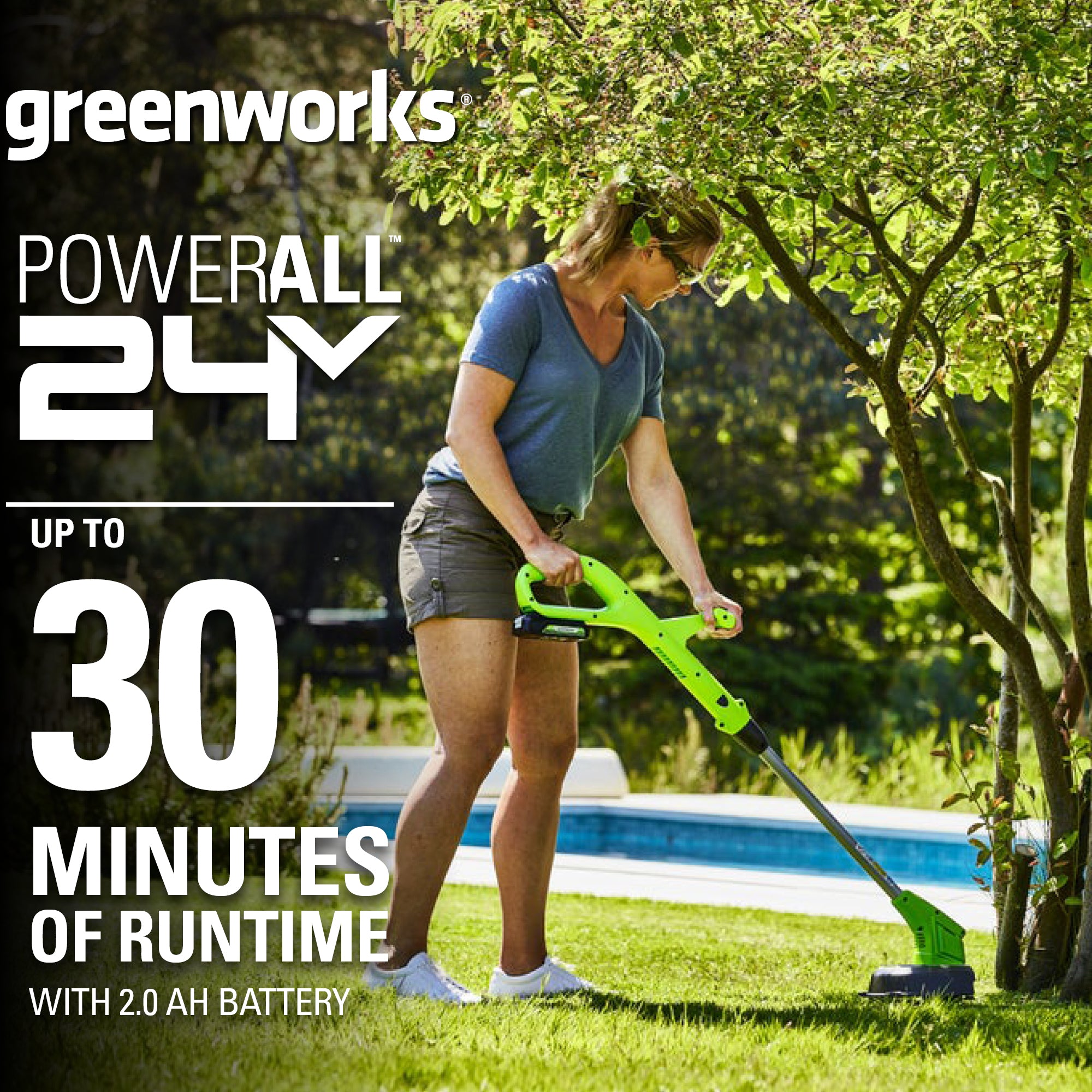 24V 10" Cordless Battery String Trimmer w/ 2.0Ah Battery & Charger