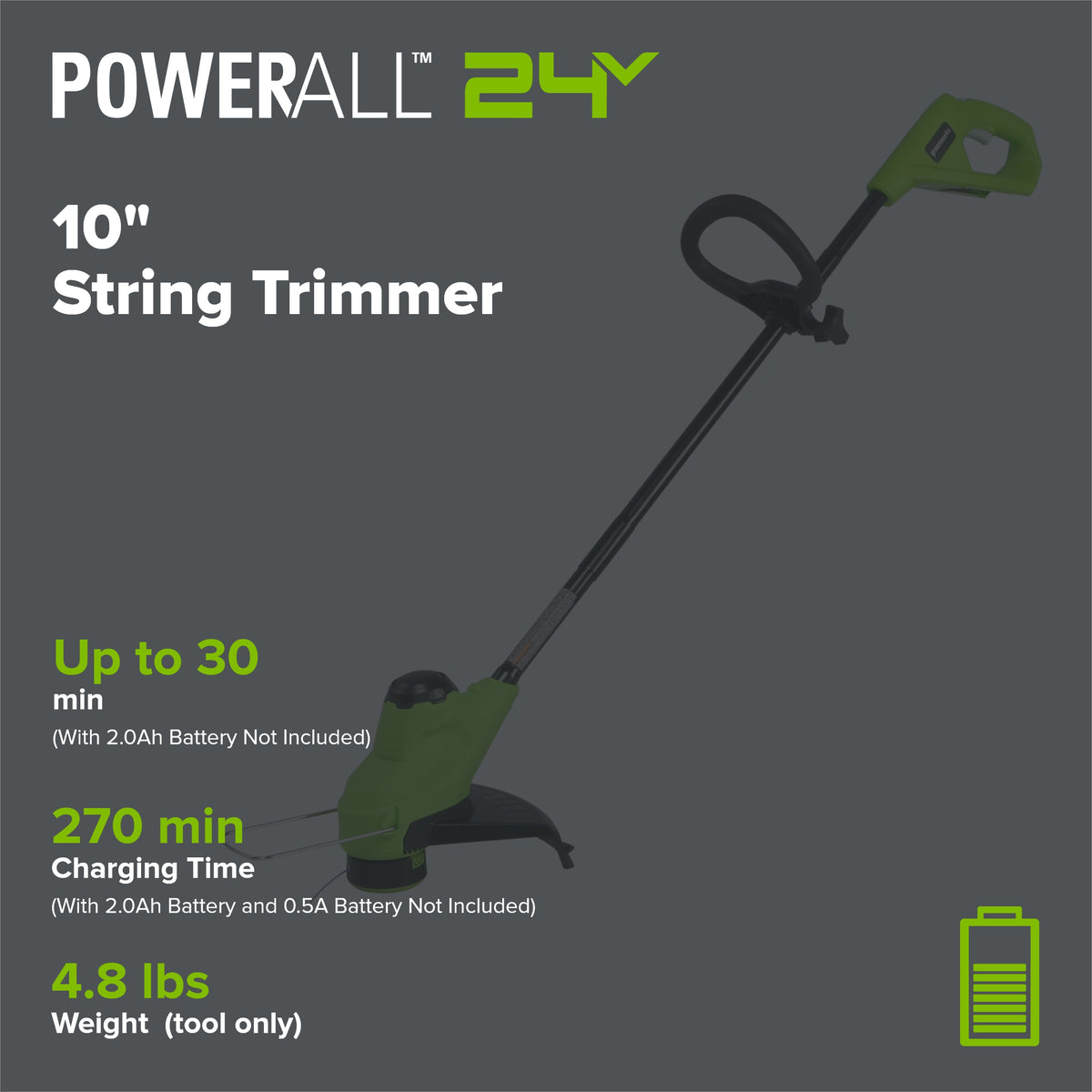 24V 10" Cordless Battery String Trimmer (Tool Only)