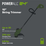 24V 10" Cordless Battery String Trimmer (Tool Only)