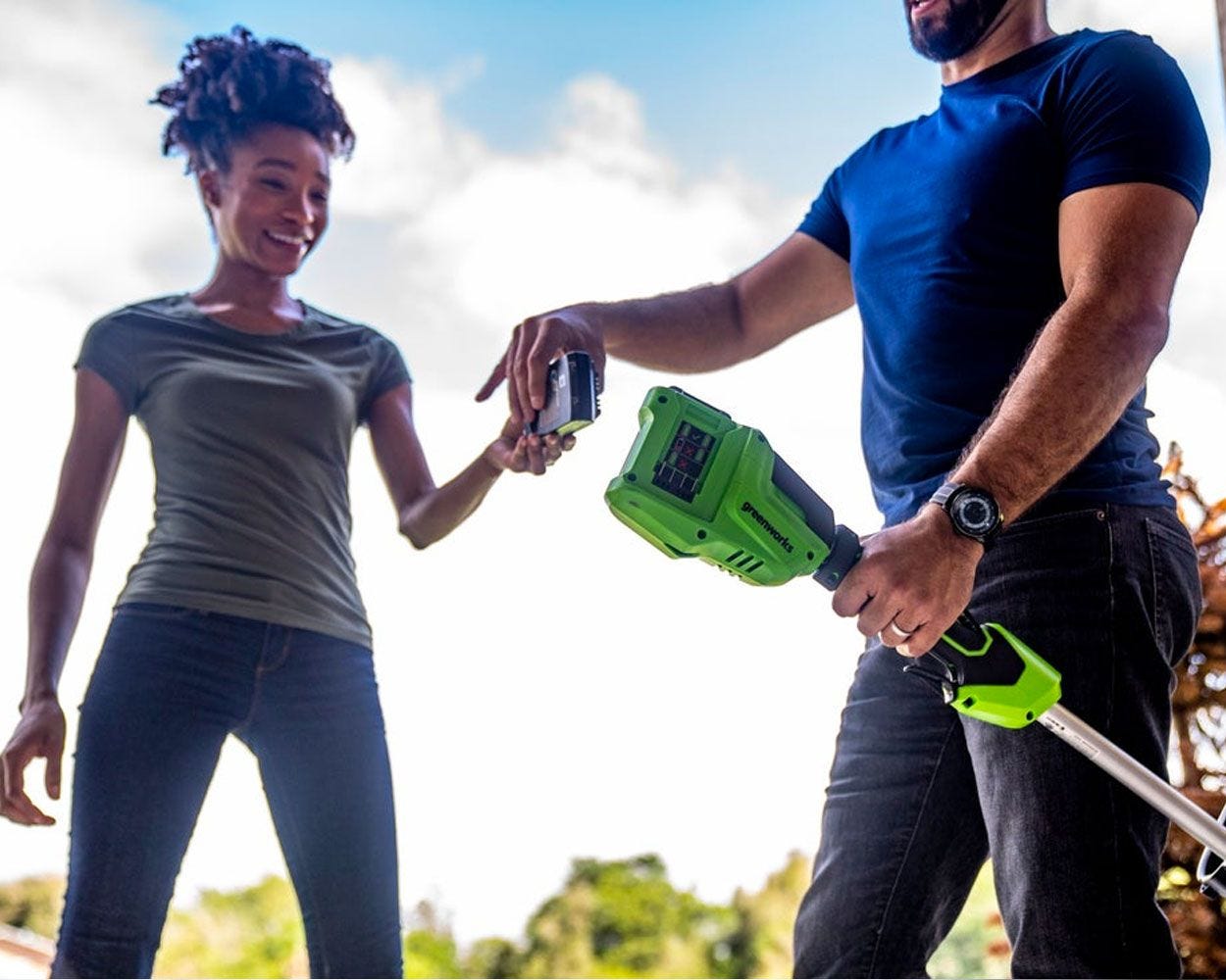 48V (2 X 24V) 15" TORQDRIVE™ Cordless String Trimmer w/ (2) 2.0 Ah USB Batteries | Greenworks