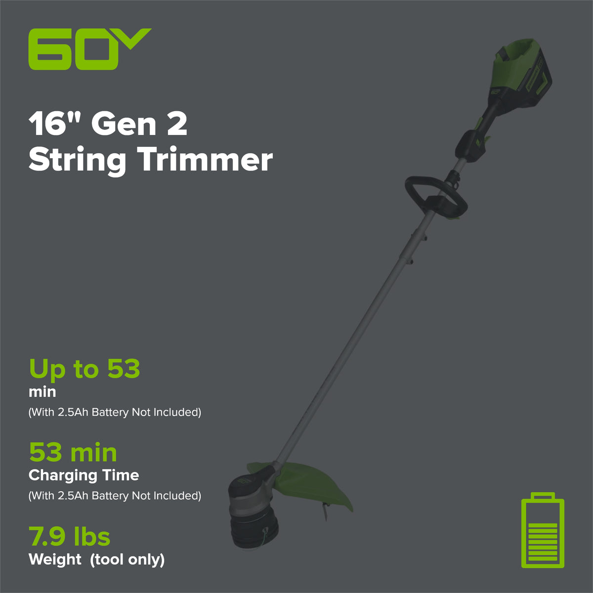 60V 16" Gen2 Cordless Battery String Trimmer (Tool Only)