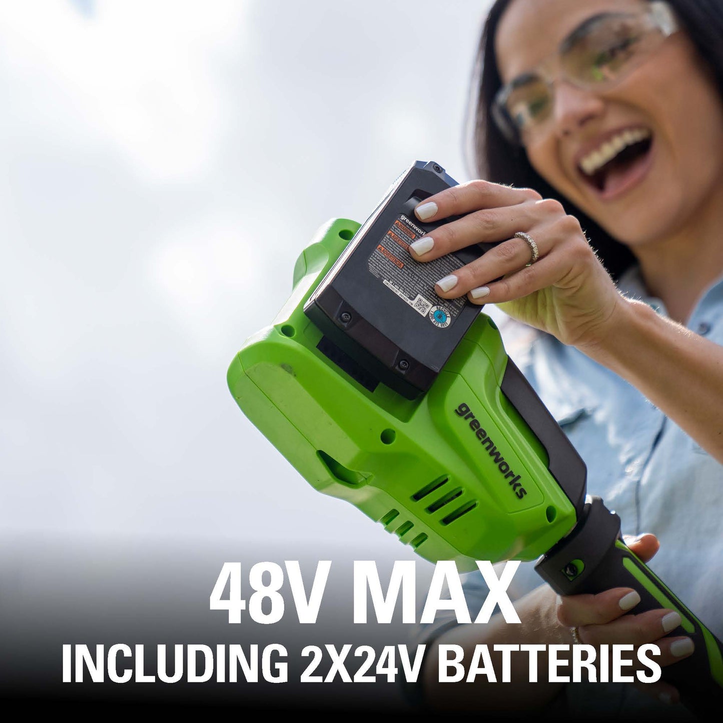 48V (2x24V) 15" Cordless Battery String Trimmer w/ (2) 4.0Ah USB Batteries & Charger
