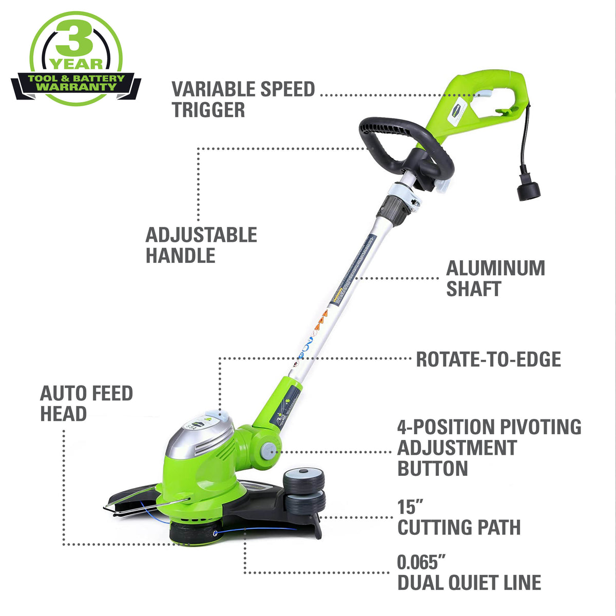 Corded Electric 5.5 Amp 15 Inch String Trimmer