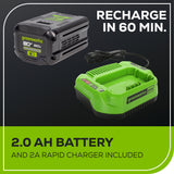 OPEN BOX 80V 17" Brushless String Trimmer Shoulder Strap, Precut  Line included w/ 2.0Ah Battery & Charger