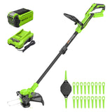 40V 13" Cordless Battery String Trimmer / Edger w/ 20PC Blades, (1)2.0Ah Battery and (1)2A Charger