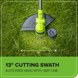 24V 13" Cordless Battery String Trimmer/Edger, 20PC Blades: 4.0Ah Type-C Battery and Charger