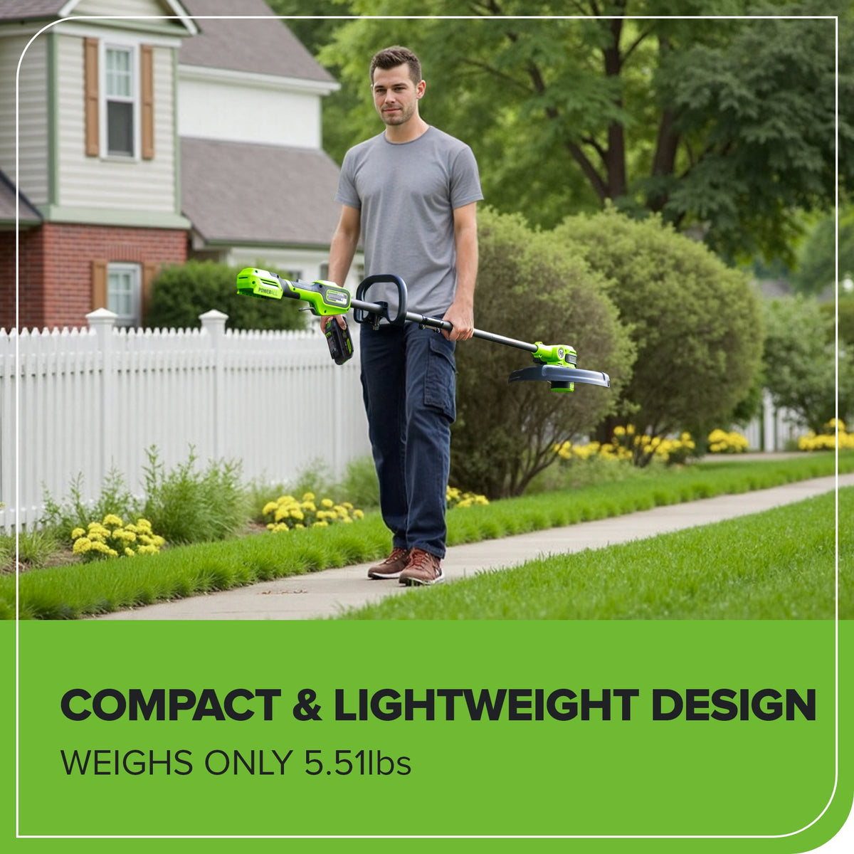 24V 13" Cordless Battery String Trimmer/Edger, 20PC Blades: 4.0Ah Type-C Battery and Charger