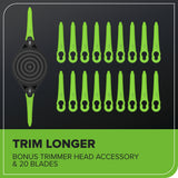 24V 13" Cordless Battery String Trimmer/Edger, 20PC Blades: 4.0Ah Type-C Battery and Charger