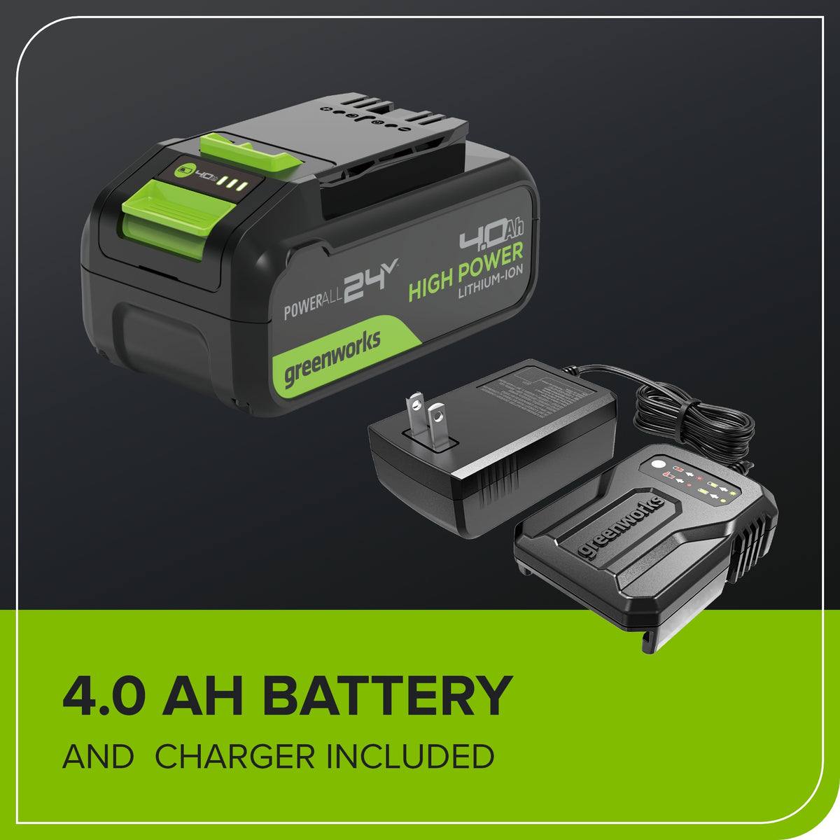 24V 12" Cordless Battery String Trimmer/Edger: 4.0 Ah Battery and Charger