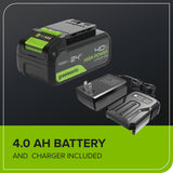 24V 12" Cordless Battery String Trimmer/Edger: 4.0 Ah Battery and Charger