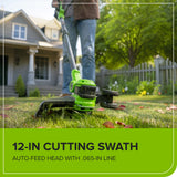 24V 12" Cordless Battery String Trimmer/Edger: 4.0 Ah Battery and Charger