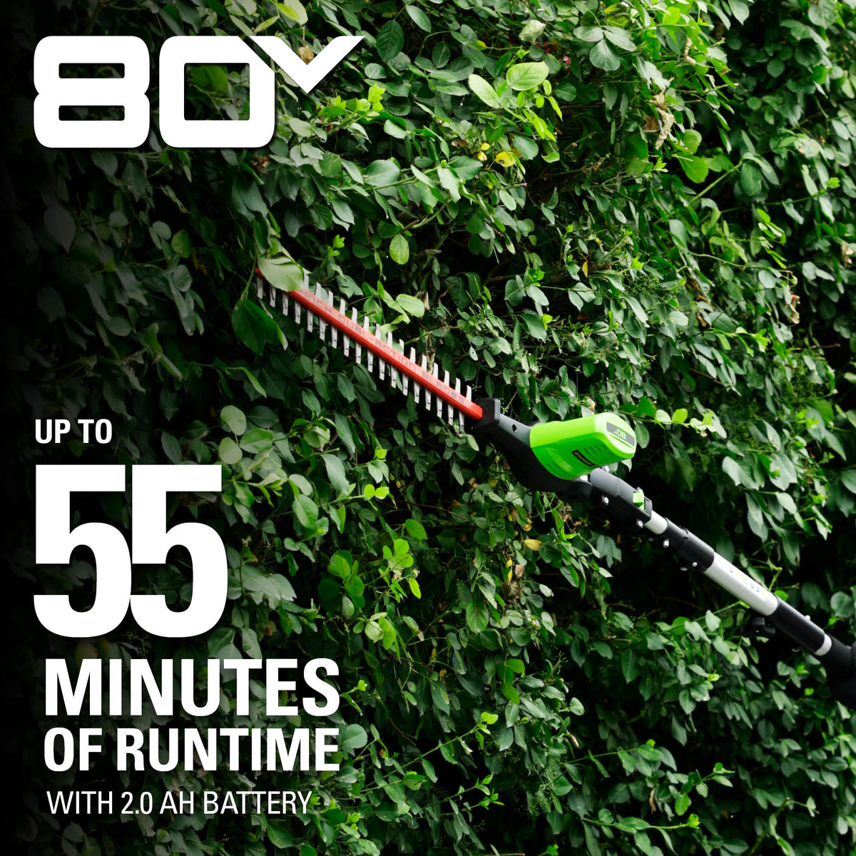 80V 20" Cordless Pole Hedge Trimmer (3/4“cut, 3000SPM), Tool Only