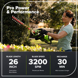 80V 26" Cordless Battery Hedge Trimmer(1.1" cut, 3200 SPM) w/ 2.0Ah Battery & Charger