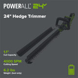 24V 24" Cordless Battery Hedge Trimmer (Tool Only)