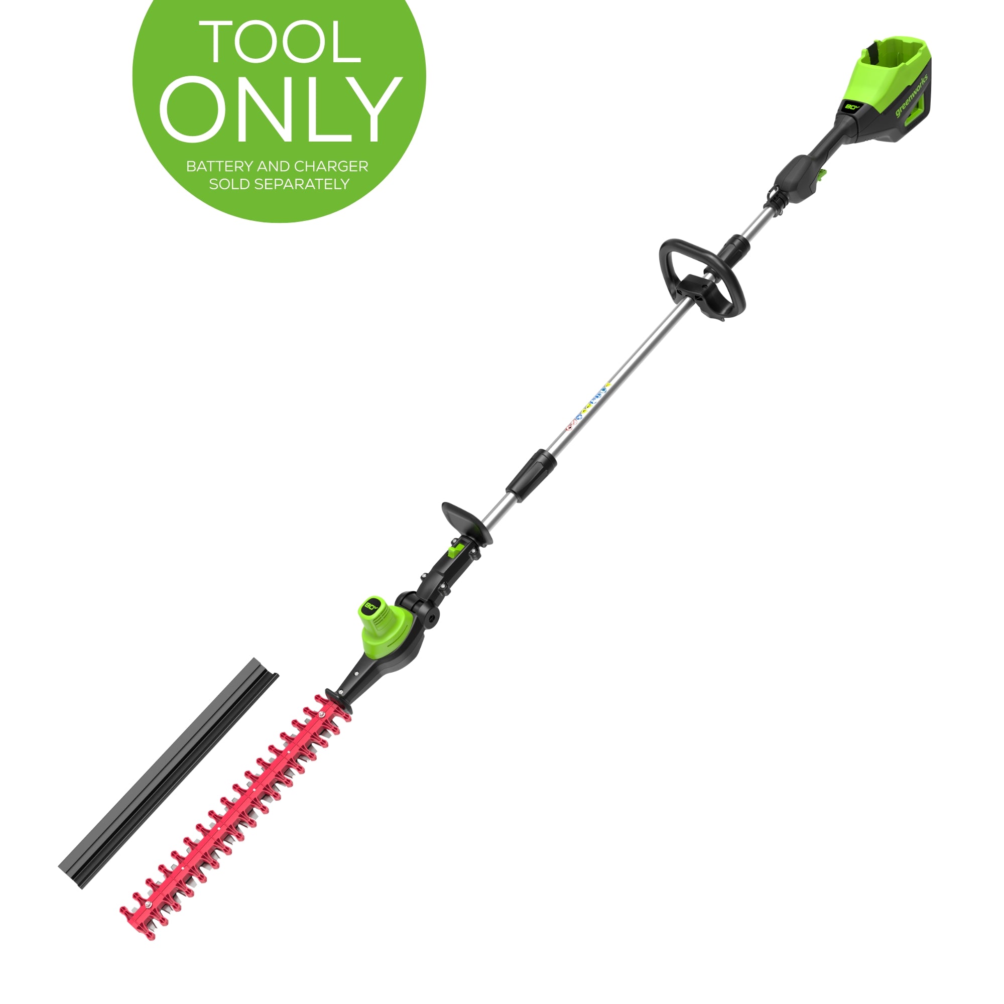 80V 20" Cordless Battery Pole Hedge Trimmer (1.2" cut, 3200 SPM), Tool-Only