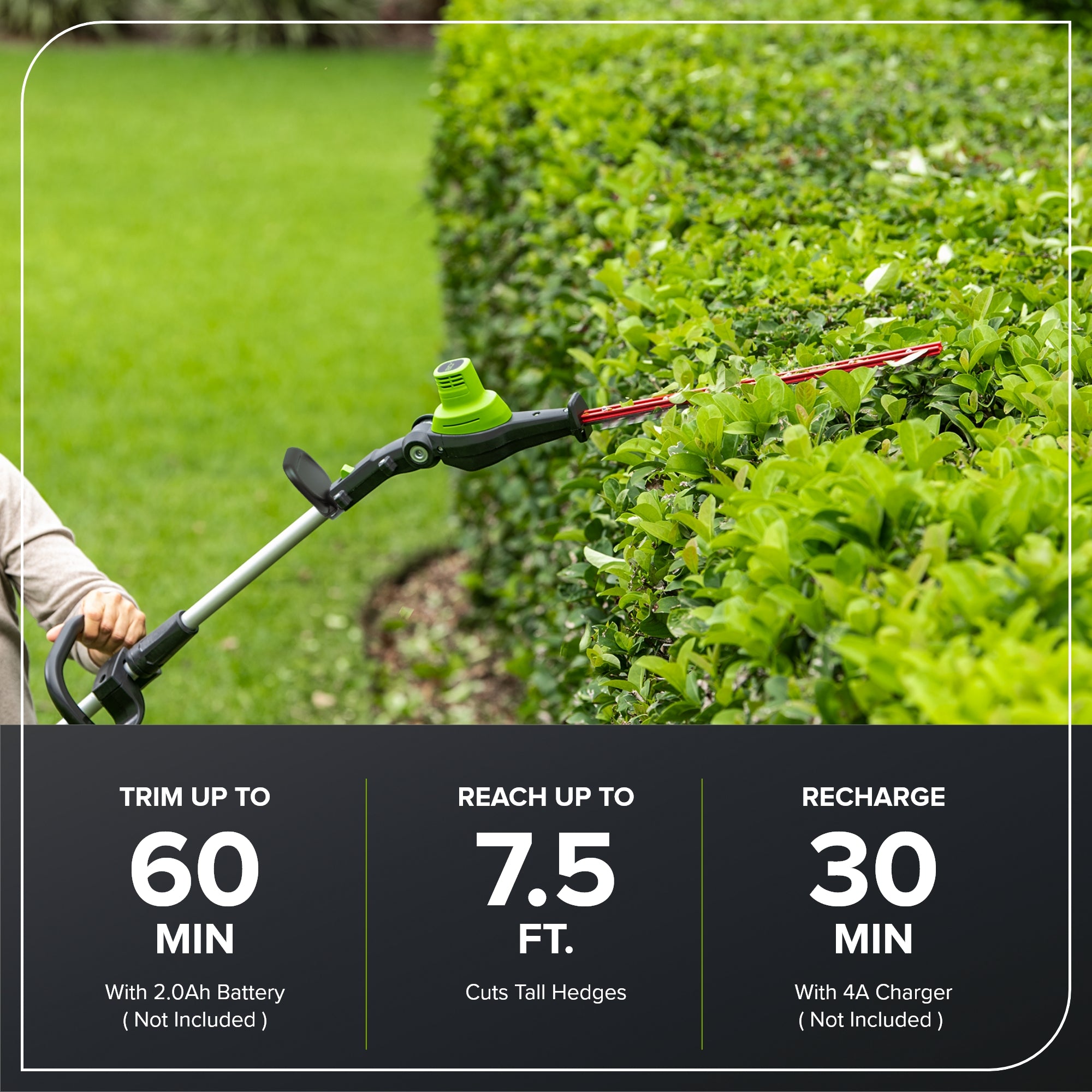 80V 20" Cordless Battery Pole Hedge Trimmer (1.2" cut, 3200 SPM), Tool-Only