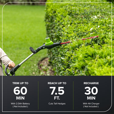 80V 20" Cordless Battery Pole Hedge Trimmer (1.2" cut, 3200 SPM), Tool-Only