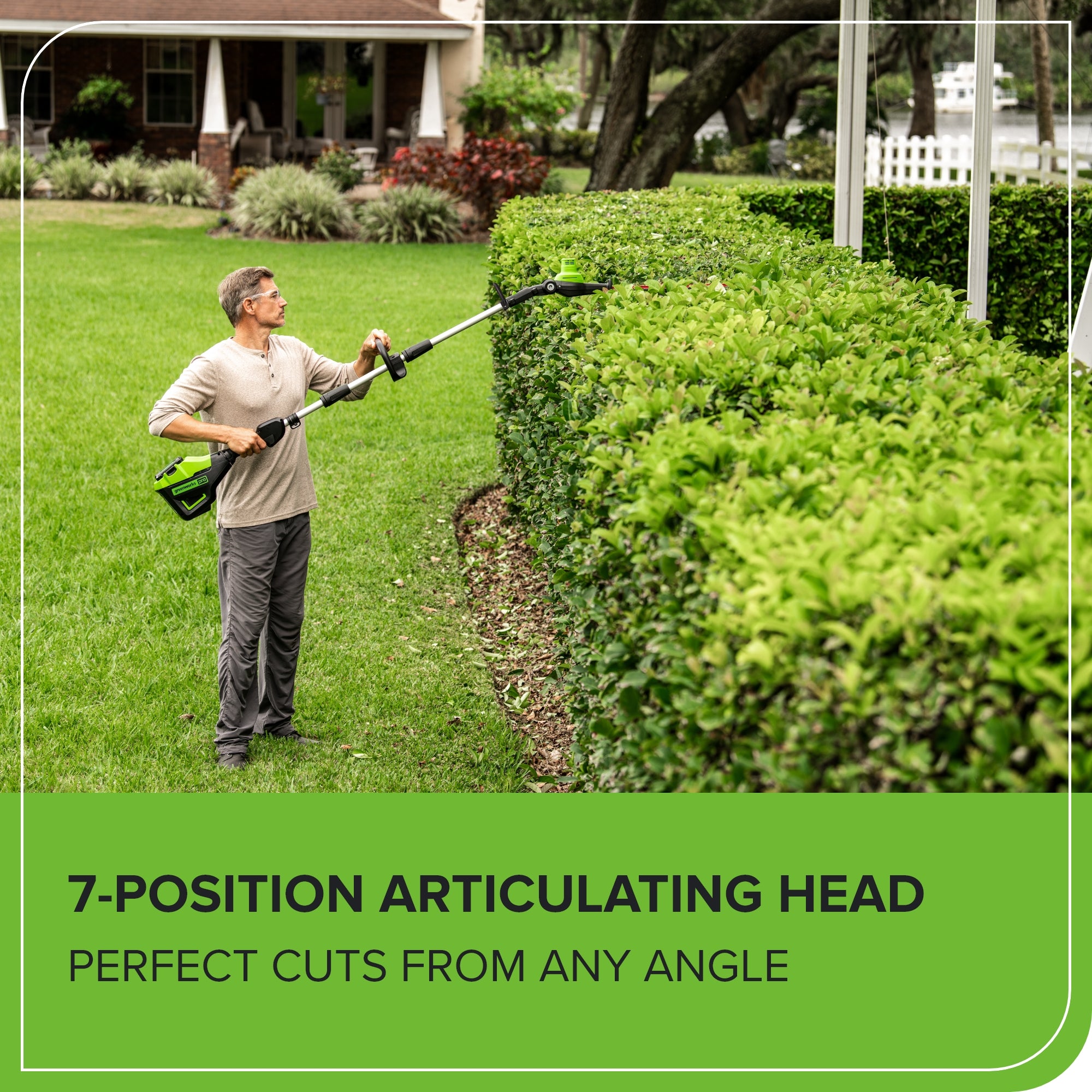 80V 20" Cordless Battery Pole Hedge Trimmer (1.2" cut, 3200 SPM), Tool-Only