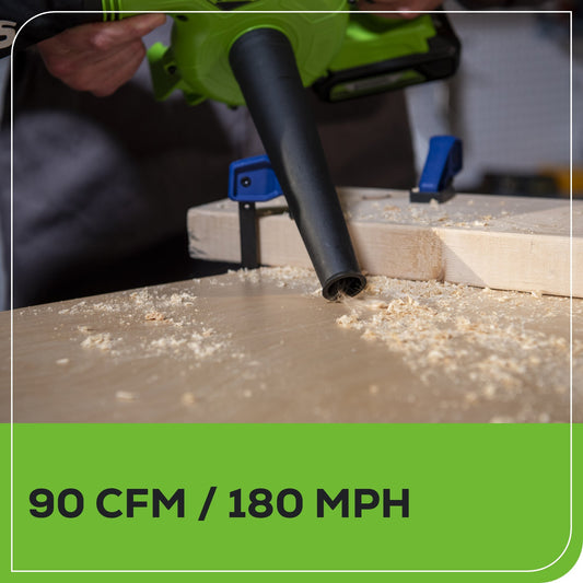 24V 90 CFM Shop Blower: 2.0 Ah USB Battery and Charger