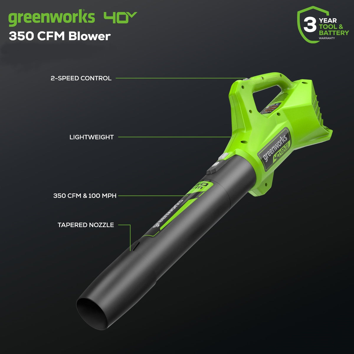 40V 15" Cordless Battery String Trimmer/350CFM Blower Combo Kit w/ 2.5Ah Battery & Charger