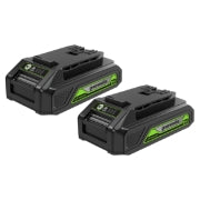 <h3>(2)2.0Ah USB Battery</h3><p>Max runtime 15 minutes on high</p>