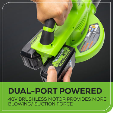 48V (24V x 2) 520 CFM Cordless Battery BL Leaf Blower/Vacuum w/ (2) 4.0Ah Battery & Dual Port Charger