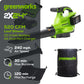 48V (24V x 2) 520 CFM Cordless Battery BL Leaf Blower/Vacuum w/ (2) 4.0Ah Battery & Dual Port Charger