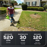 48V (24V x 2) 520 CFM Cordless Battery BL Leaf Blower/Vacuum w/ (2) 4.0Ah Battery & Dual Port Charger