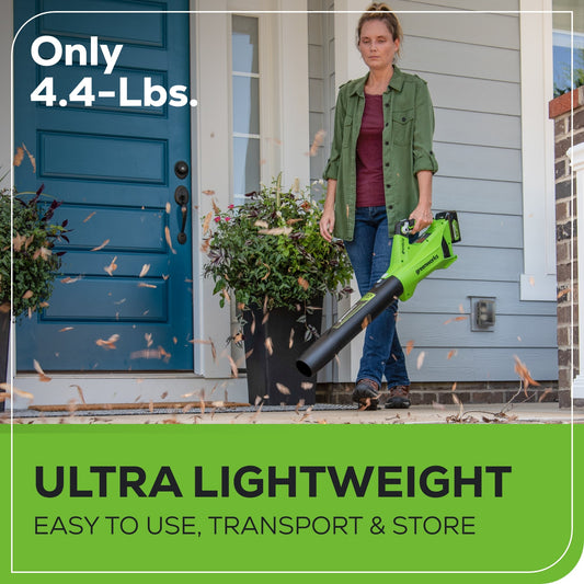 OPEN BOX 24V 450 CFM Cordless Battery Leaf Blower w/ 4.0 Ah USB Battery & Charger