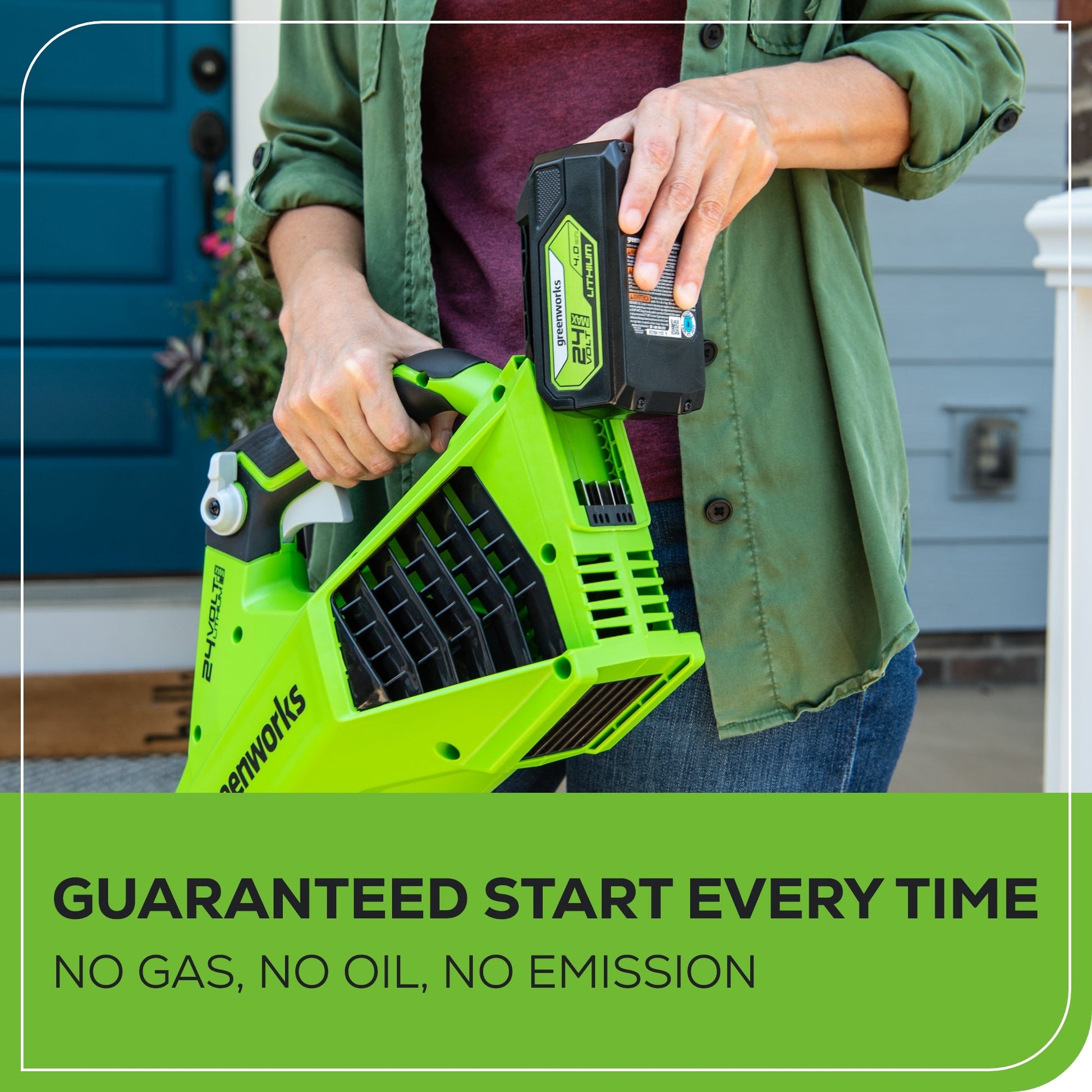 RENEWED 24V 450 CFM Cordless Battery Leaf Blower w/ 4.0 Ah USB Battery & Charger