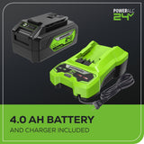 OPEN BOX 24V 450 CFM Cordless Battery Leaf Blower w/ 4.0 Ah USB Battery & Charger