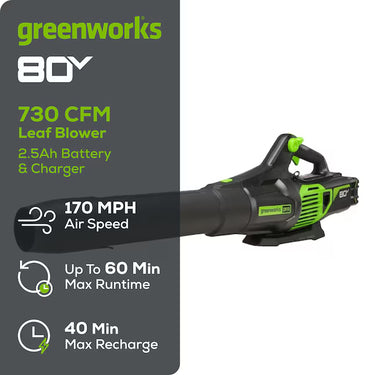 80V 730 CFM Cordless Battery Leaf Blower (Tool Only)