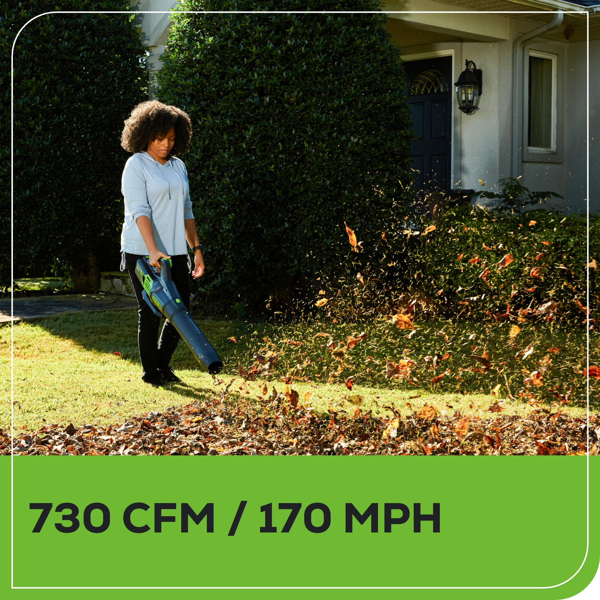 OPEN BOX 80V 730 CFM Cordless Battery Leaf Blower w/ 2.5Ah Battery & Rapid Charger