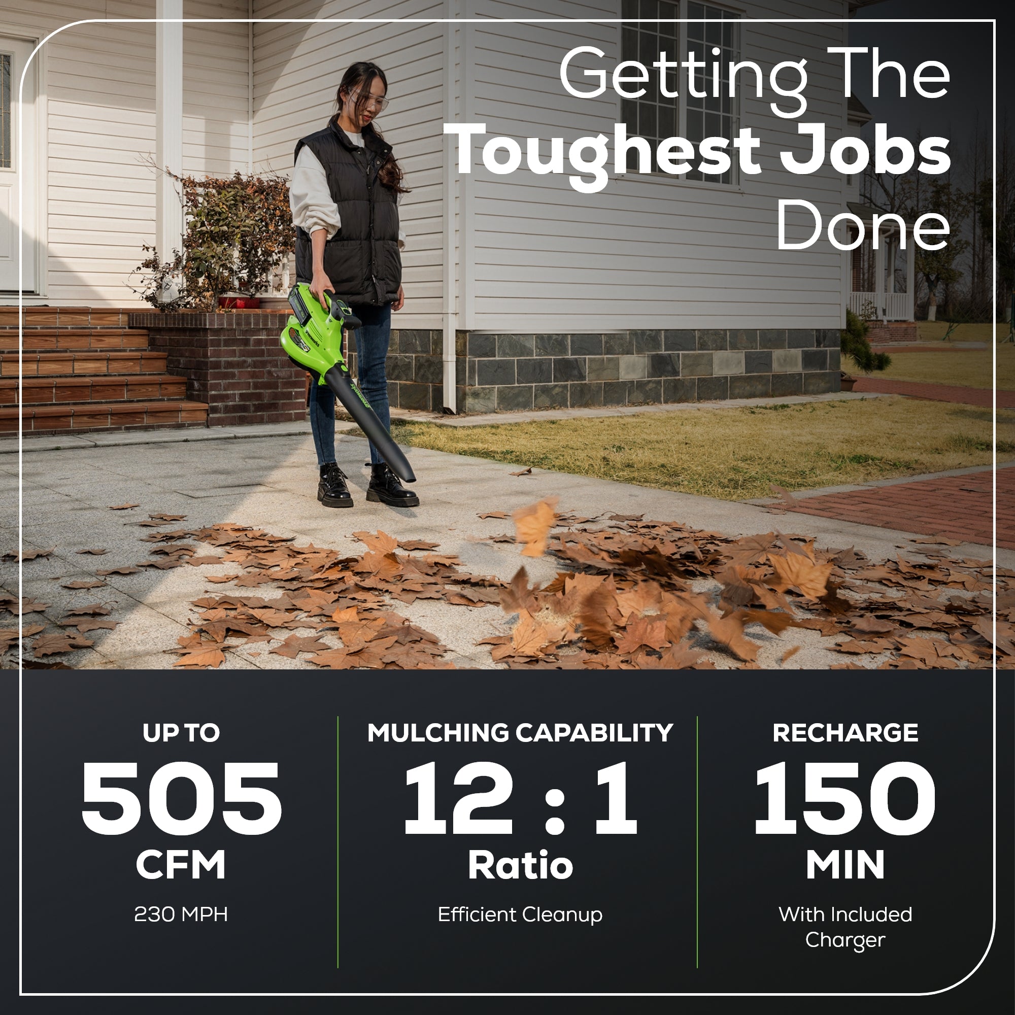 40V 505 CFM Cordless Battery BL Leaf Blower/Vacuum (Tool Only)