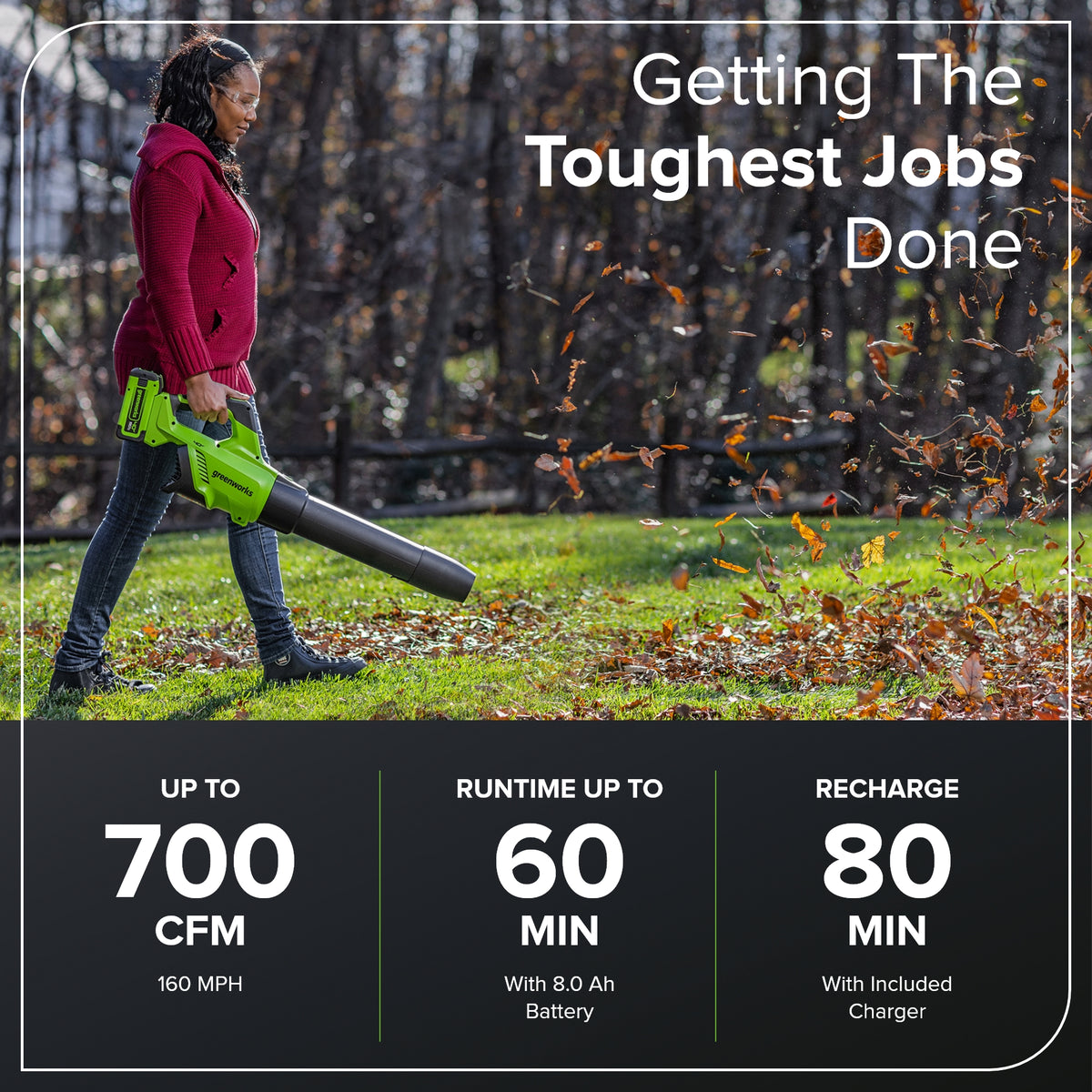 40V Gen 2.5 700 CFM Cordless Battery Brushless Leaf Blower w/ 8.0Ah Battery & Charger