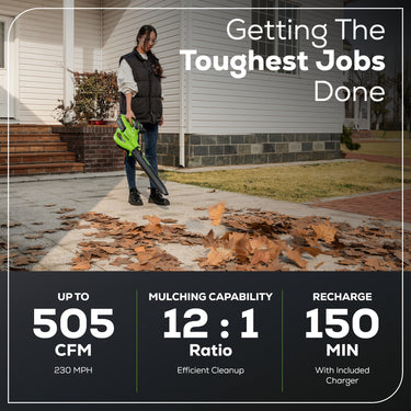 40V 505 CFM Cordless Battery Leaf Blower/Vacuum w/ 5.0Ah Battery & Charger