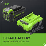 40V 505 CFM Cordless Battery Leaf Blower/Vacuum w/ 5.0Ah Battery & Charger